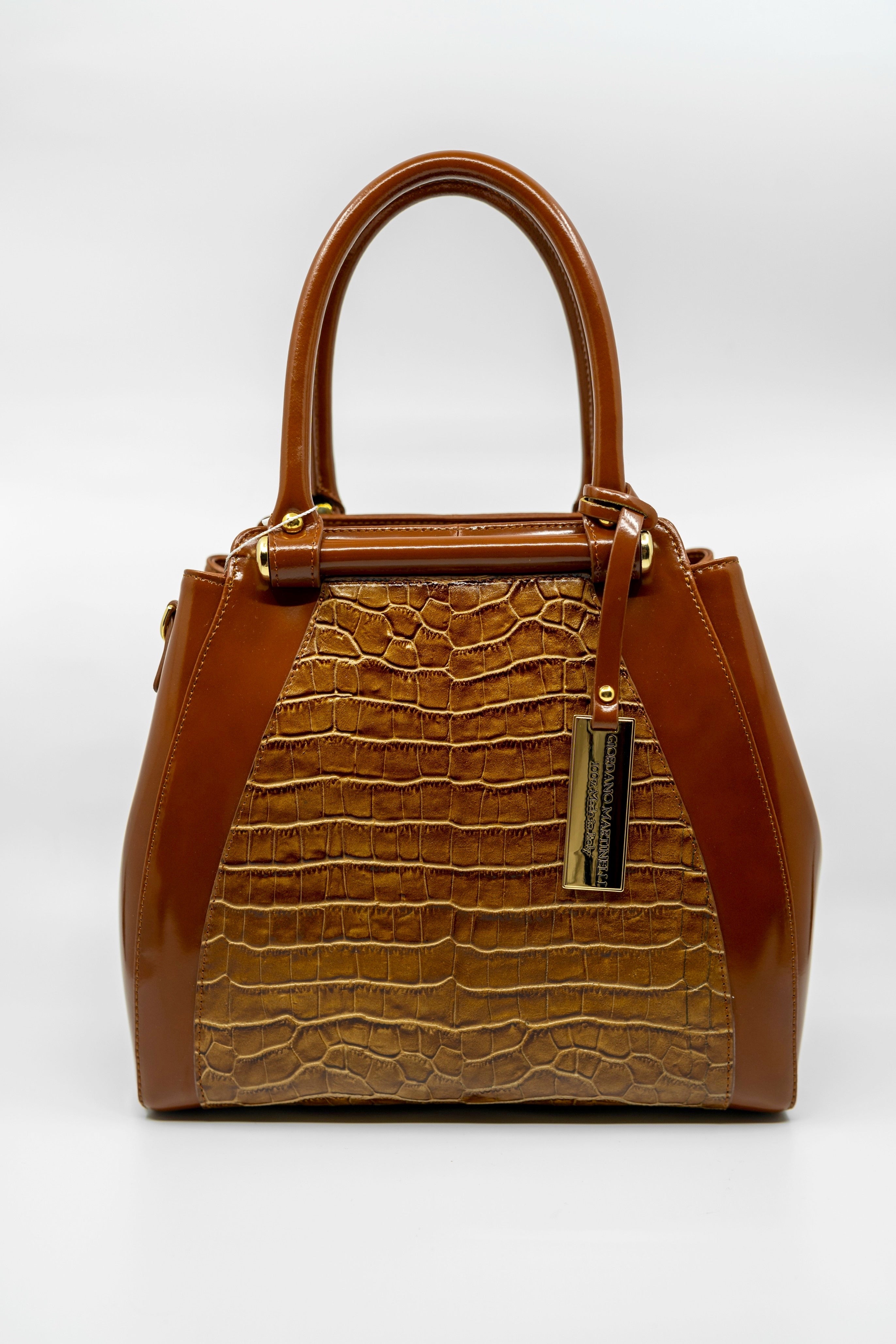 Giordano Italian Made Large Python Embossed Leather Handbag