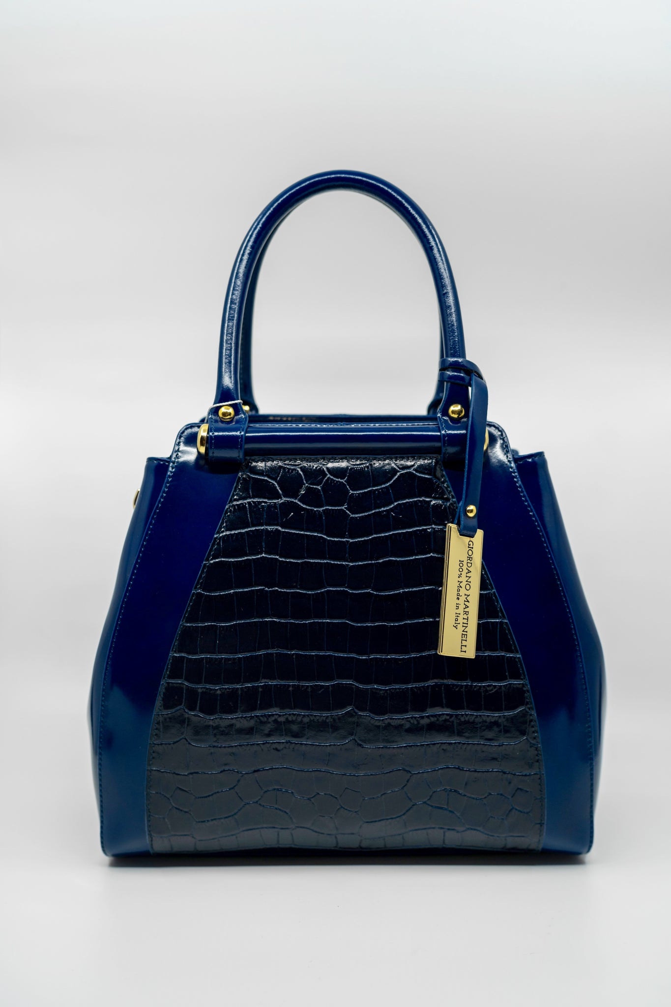 Buy Giordano Italian Made Blue Croc Embossed Leather Medium Tote